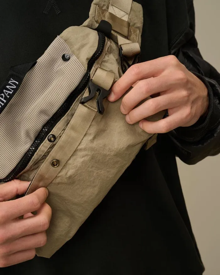 CP Company Backpacks and Waistbag Plain Paper Touch Logo Waistbag Vintage Khaki Beige 8211 Man