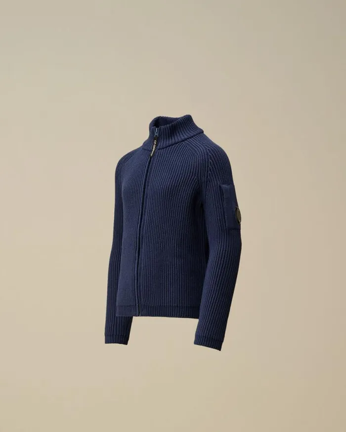 CP Company Clothing 48 U16 Cotton Zipped Lens Cardigan Estate Blue 8211 Kids