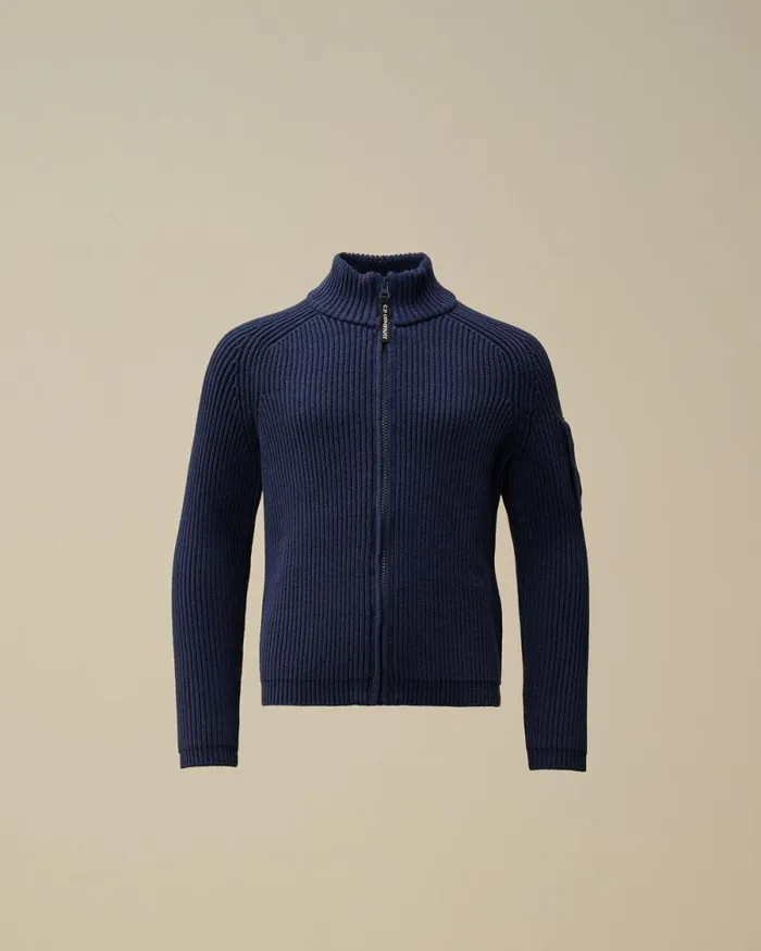 CP Company Clothing 48 U16 Cotton Zipped Lens Cardigan Estate Blue 8211 Kids