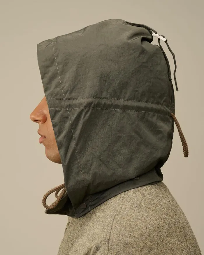 CP Company Jacket and Coats Shetland Twill Hooded Car Coat Forest Melange Grey 8211 Man