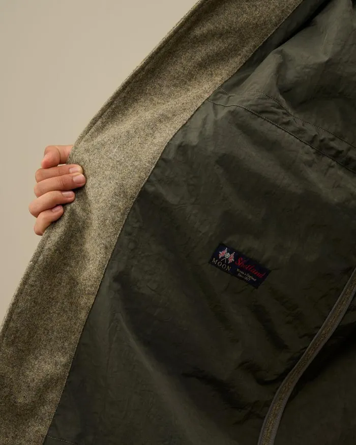 CP Company Jacket and Coats Shetland Twill Hooded Car Coat Forest Melange Grey 8211 Man
