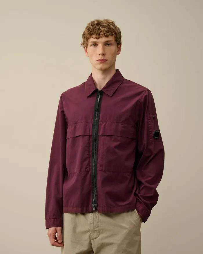 CP Company Overshirt Organic Gabardine Zipped Utility Overshirt Potent Purple 8211 Man