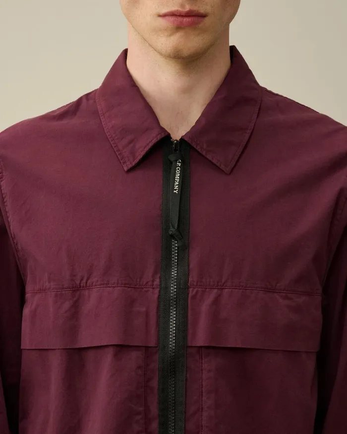 CP Company Overshirt Organic Gabardine Zipped Utility Overshirt Potent Purple 8211 Man