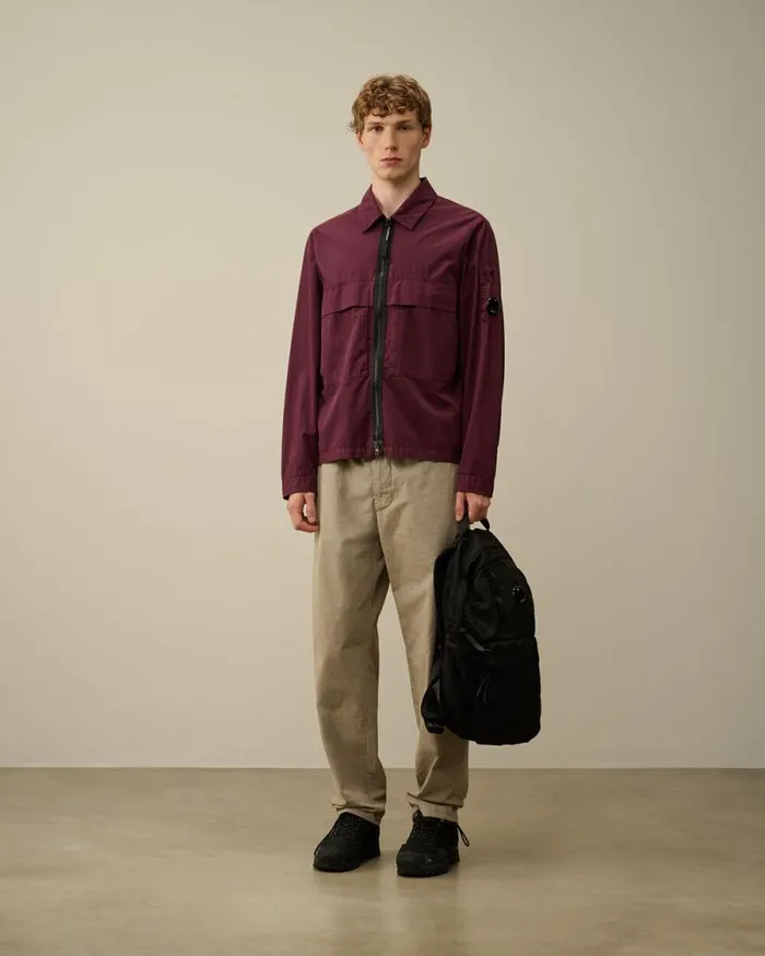 CP Company Overshirt Organic Gabardine Zipped Utility Overshirt Potent Purple 8211 Man