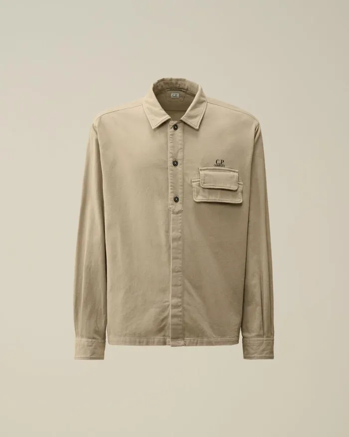 CP Company Shirt Armored Stretch Satin Buttoned Shirt Vintage Khaki Beige 8211 Man CP Company Shirt Armored Stretch Satin Buttoned Shirt Vintage Khaki Beige 8211 Man