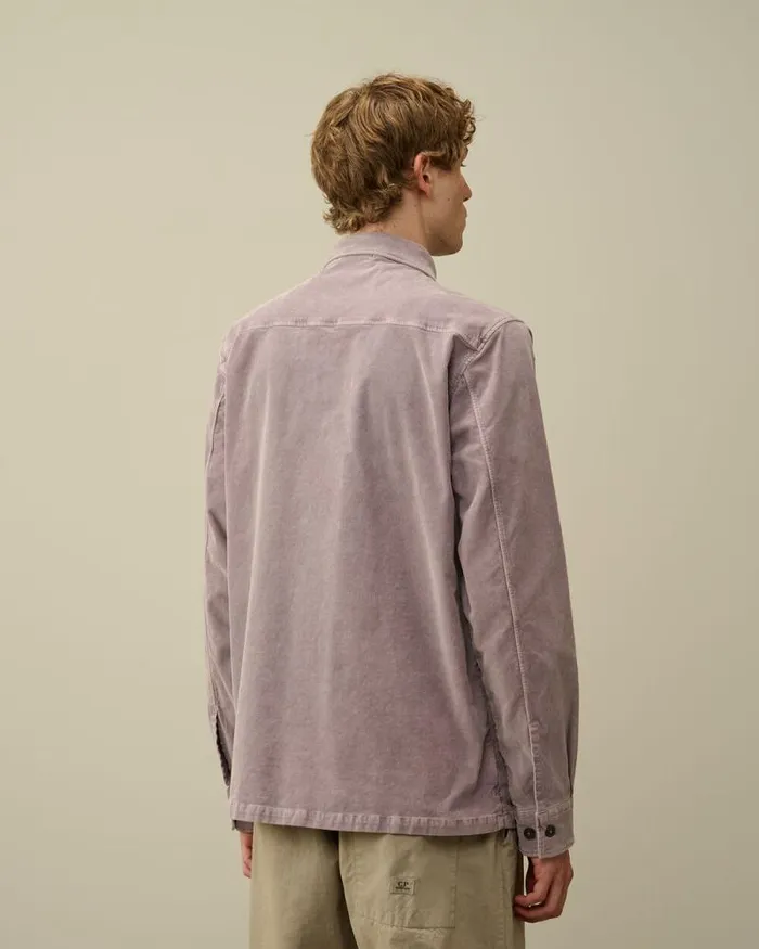 CP Company Shirt Corduroy Lens Buttoned Shirt Purple Dove 8211 Man