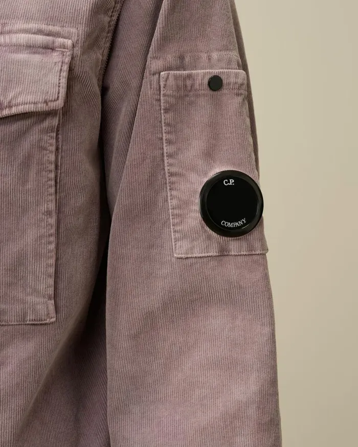CP Company Shirt Corduroy Lens Buttoned Shirt Purple Dove 8211 Man