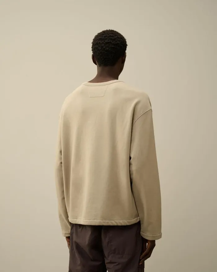 CP Company Sweatshirts Brushed And Emerized Diagonal Fleece Crew Neck Utility Sweatshirt Vintage Khaki Beige 8211 Man