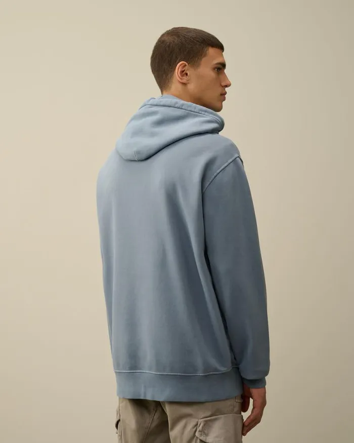 CP Company Sweatshirts Brushed And Emerized Diagonal Fleece Lens Hooded Sweatshirt Flint Stone Blue 8211 Man