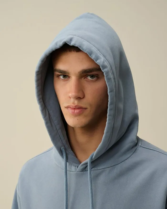 CP Company Sweatshirts Brushed And Emerized Diagonal Fleece Lens Hooded Sweatshirt Flint Stone Blue 8211 Man