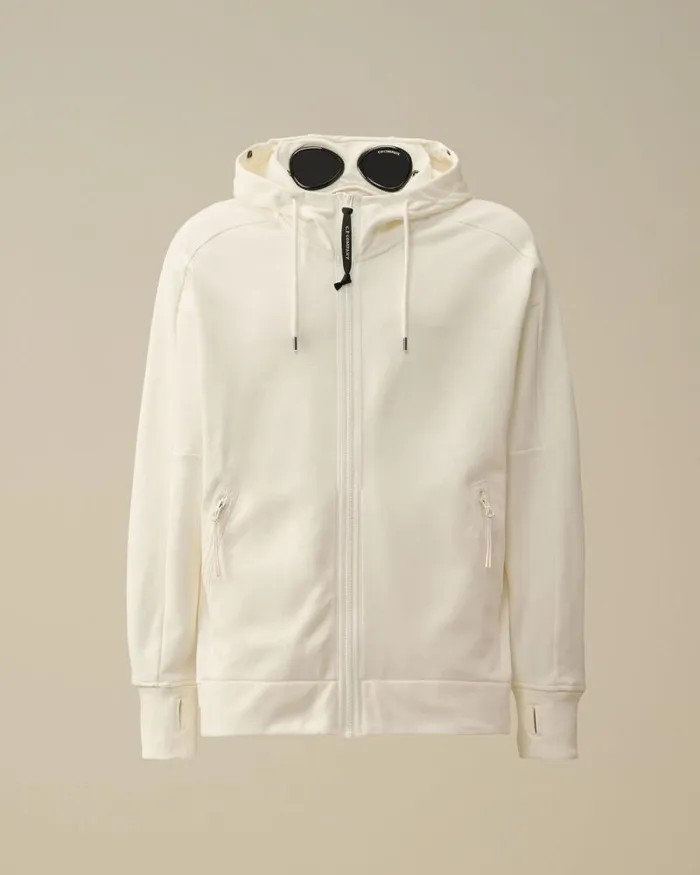 CP Company Sweatshirts Diagonal Raised Fleece Goggle Zipped Hooded Sweatshirt Gauze White 8211 Man CP Company Sweatshirts Diagonal Raised Fleece Goggle Zipped Hooded Sweatshirt Gauze White 8211 Man
