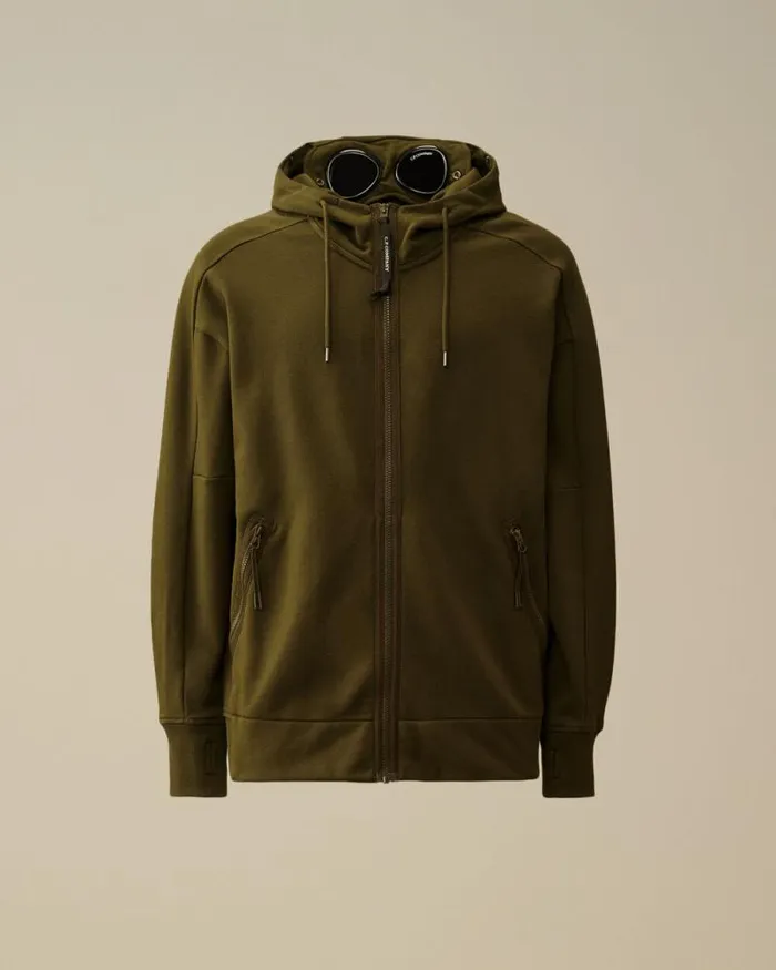 CP Company Sweatshirts Diagonal Raised Fleece Goggle Zipped Hooded Sweatshirt Ivy Green 8211 Man CP Company Sweatshirts Diagonal Raised Fleece Goggle Zipped Hooded Sweatshirt Ivy Green 8211 Man