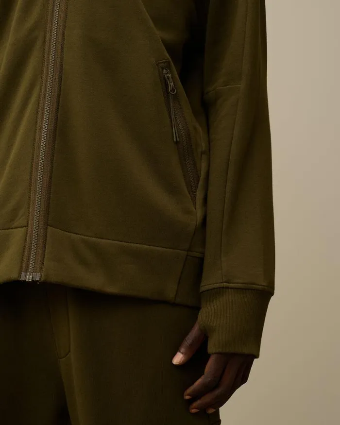 CP Company Sweatshirts Diagonal Raised Fleece Goggle Zipped Hooded Sweatshirt Ivy Green 8211 Man