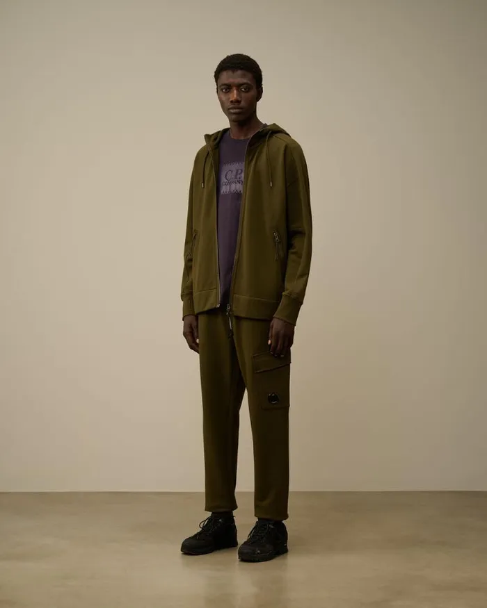 CP Company Sweatshirts Diagonal Raised Fleece Goggle Zipped Hooded Sweatshirt Ivy Green 8211 Man