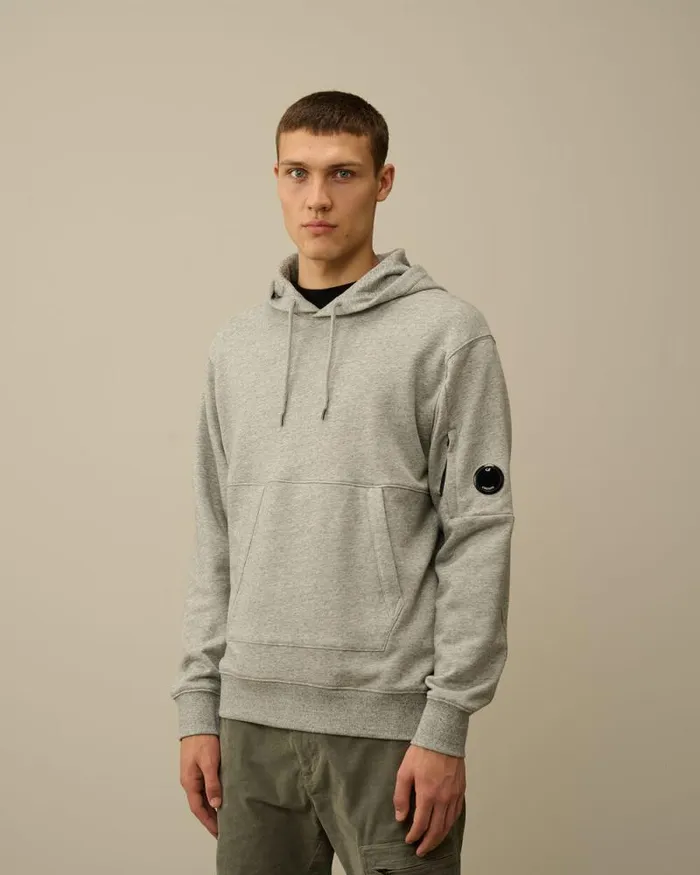 CP Company Sweatshirts Diagonal Raised Fleece Lens Hooded Sweatshirt Greystone Melange 8211 Man