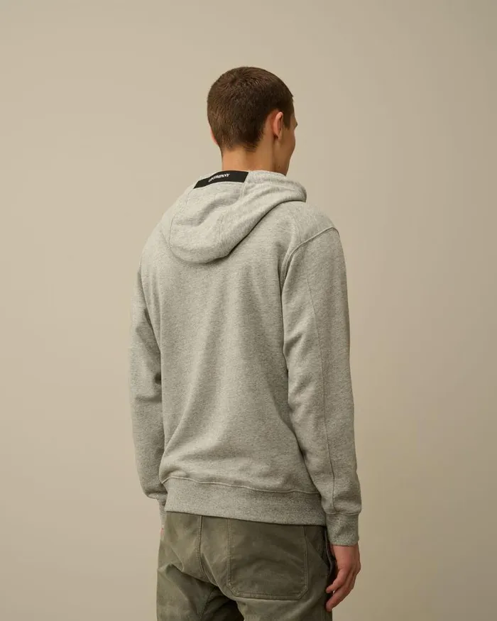 CP Company Sweatshirts Diagonal Raised Fleece Lens Hooded Sweatshirt Greystone Melange 8211 Man
