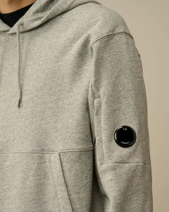 CP Company Sweatshirts Diagonal Raised Fleece Lens Hooded Sweatshirt Greystone Melange 8211 Man