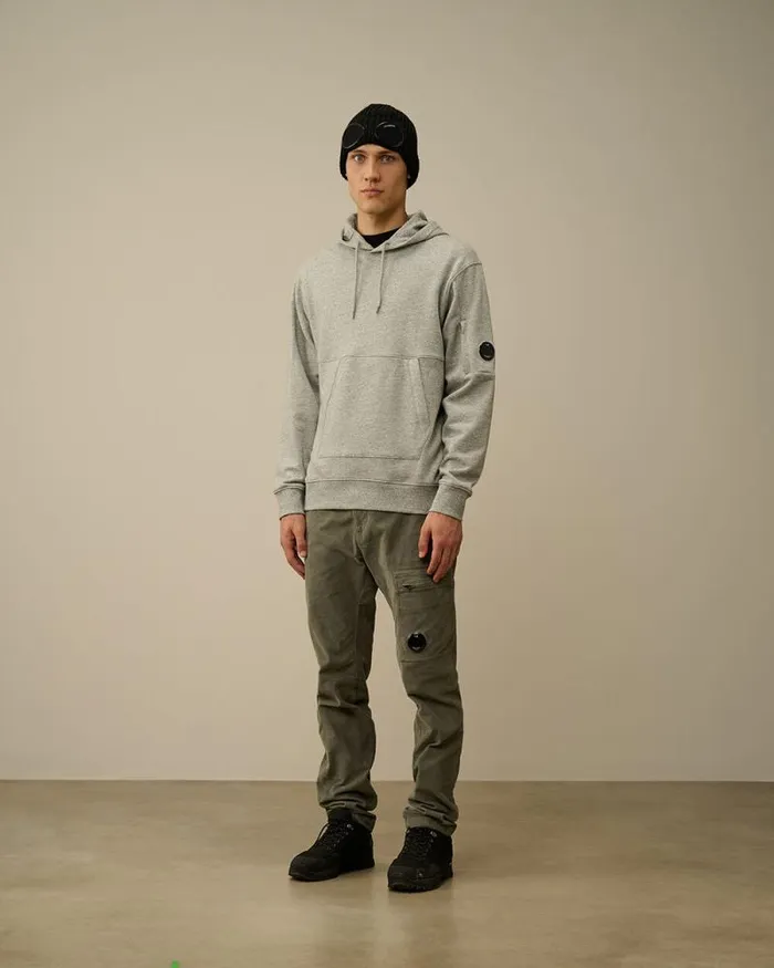 CP Company Sweatshirts Diagonal Raised Fleece Lens Hooded Sweatshirt Greystone Melange 8211 Man
