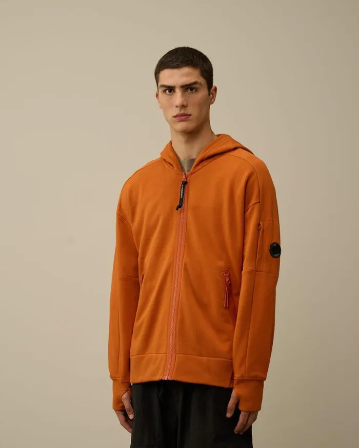 CP Company Sweatshirts Diagonal Raised Fleece Zipped Hooded Sweatshirt Bombay Brown 8211 Man