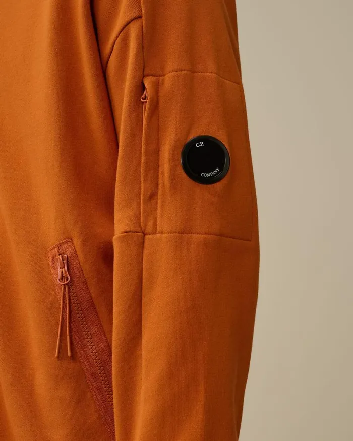 CP Company Sweatshirts Diagonal Raised Fleece Zipped Hooded Sweatshirt Bombay Brown 8211 Man