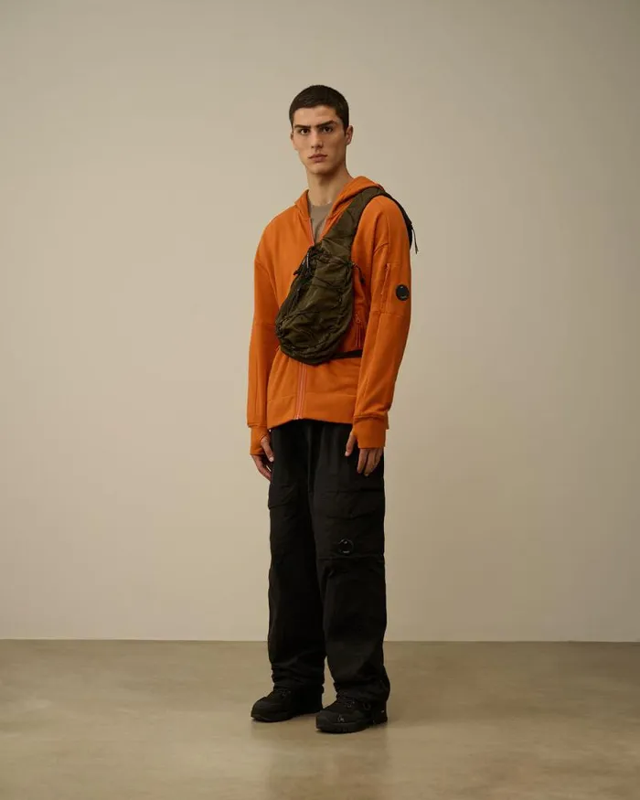 CP Company Sweatshirts Diagonal Raised Fleece Zipped Hooded Sweatshirt Bombay Brown 8211 Man