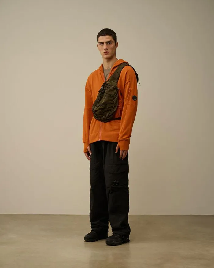 CP Company Sweatshirts Diagonal Raised Fleece Zipped Hooded Sweatshirt Bombay Brown 8211 Man