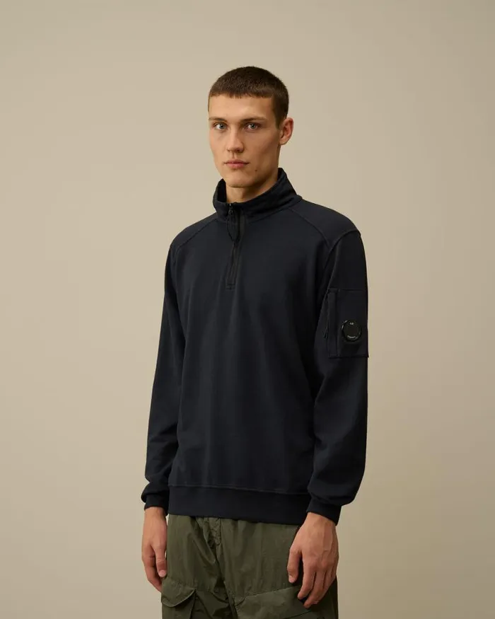 CP Company Sweatshirts Light Fleece Half Zipped Sweatshirt Total Eclipse Blue 8211 Man