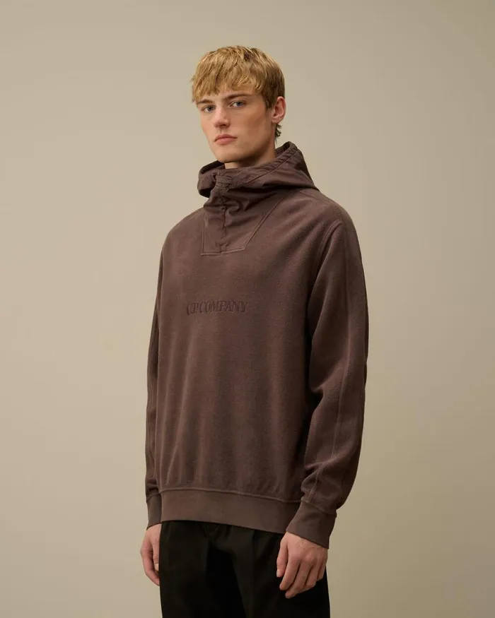 CP Company Sweatshirts Reverse Brushed and Emerized Diagonal Fleece Mixed Hooded Sweatshirt Boulevard Violet 8211 Man