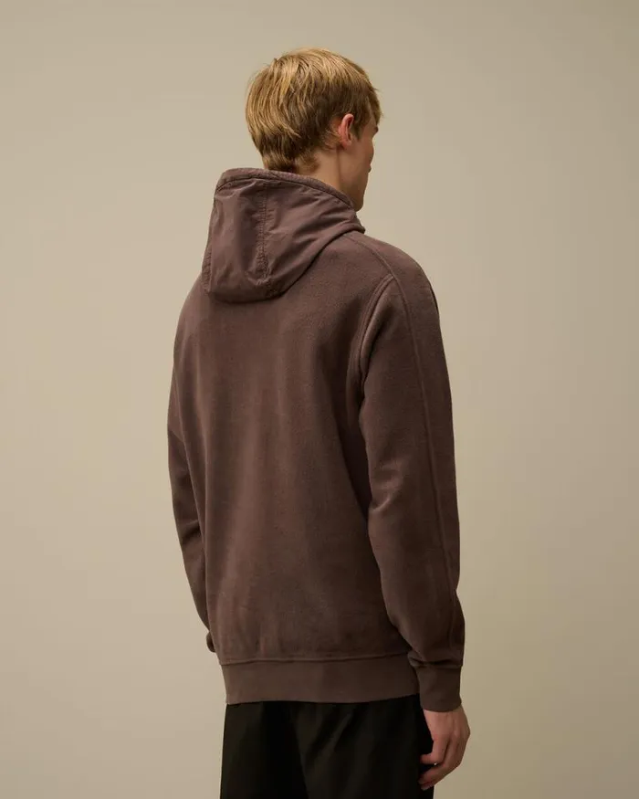 CP Company Sweatshirts Reverse Brushed and Emerized Diagonal Fleece Mixed Hooded Sweatshirt Boulevard Violet 8211 Man
