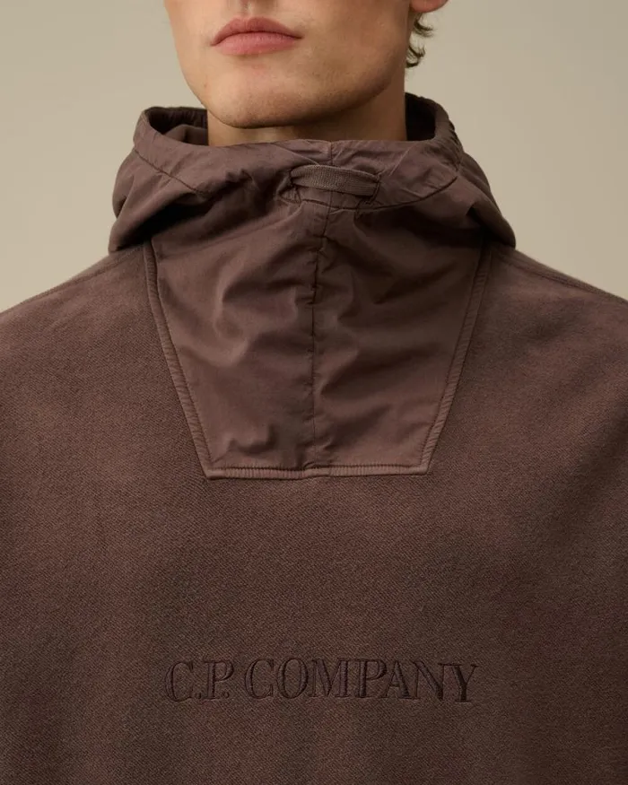 CP Company Sweatshirts Reverse Brushed and Emerized Diagonal Fleece Mixed Hooded Sweatshirt Boulevard Violet 8211 Man