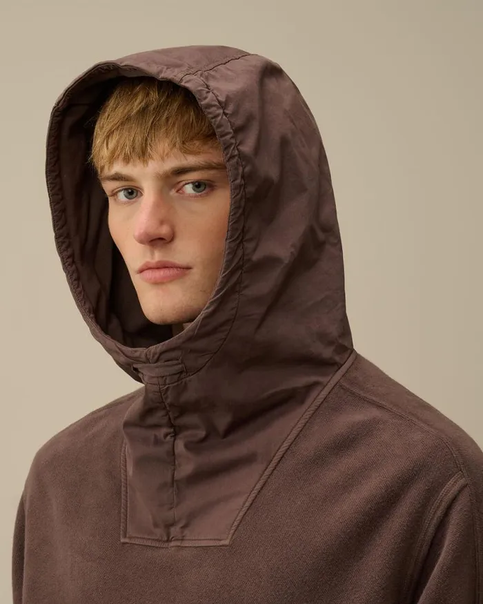 CP Company Sweatshirts Reverse Brushed and Emerized Diagonal Fleece Mixed Hooded Sweatshirt Boulevard Violet 8211 Man