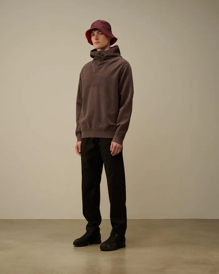 CP Company Sweatshirts Reverse Brushed and Emerized Diagonal Fleece Mixed Hooded Sweatshirt Boulevard Violet 8211 Man