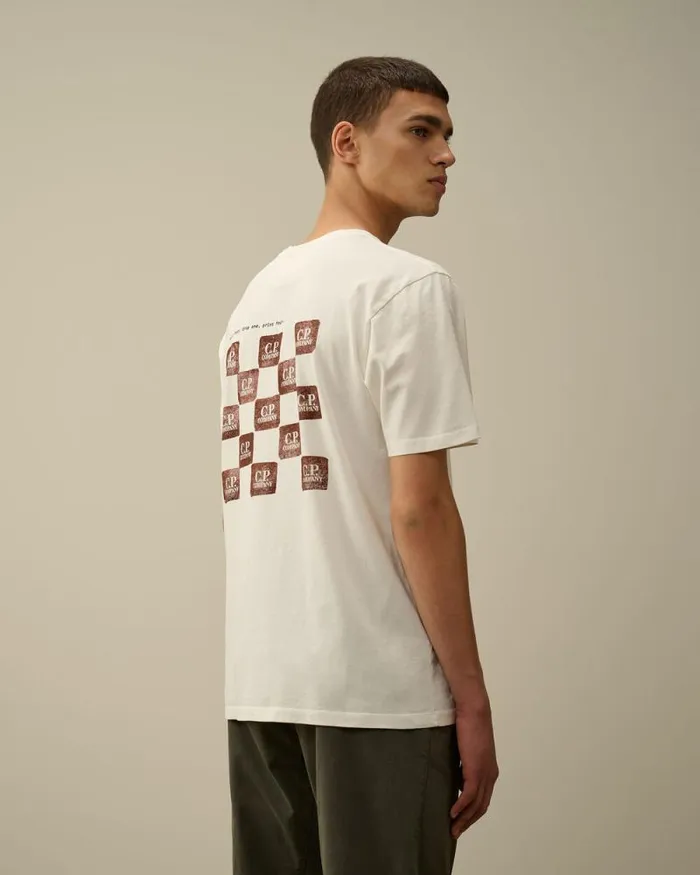 CP Company Tshirts and Polo 241 Jersey Back Graphic TShirt Gauze White 8211 Man