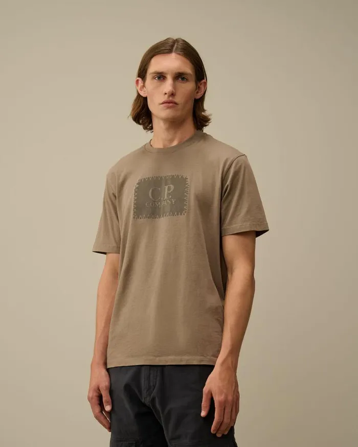 CP Company Tshirts and Polo 301 Jersey Logo Label TShirt Walnut Beige 8211 Man