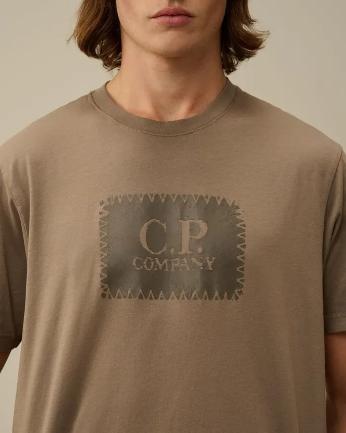 CP Company Tshirts and Polo 301 Jersey Logo Label TShirt Walnut Beige 8211 Man