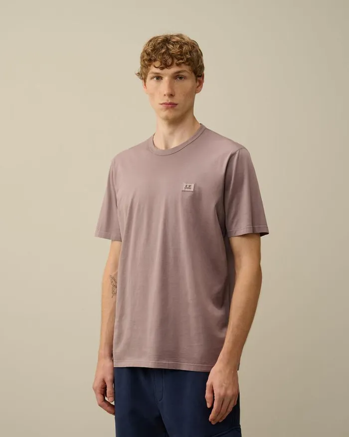 CP Company Tshirts and Polo Mercerized 702 Jersey Gasato Logo Patch TShirt Purple Dove 8211 Man
