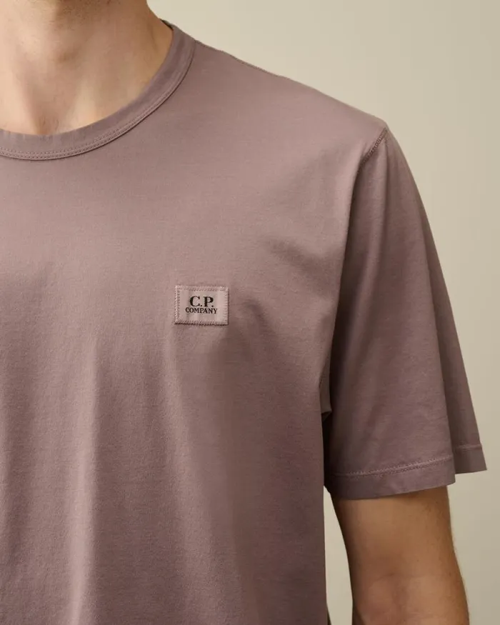 CP Company Tshirts and Polo Mercerized 702 Jersey Gasato Logo Patch TShirt Purple Dove 8211 Man