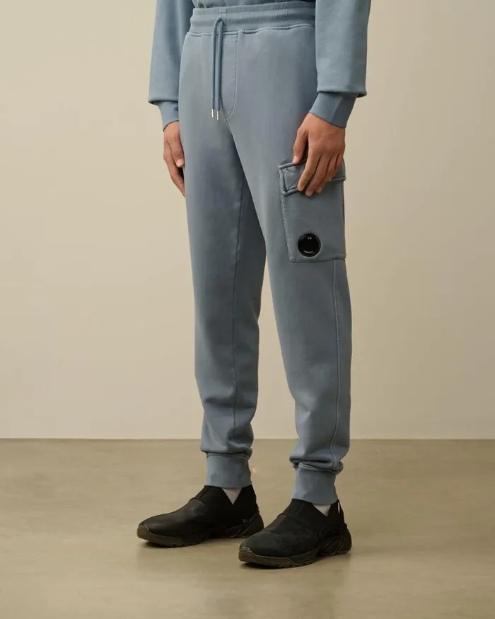 CP Company Tracksuits and Shorts Brushed And Emerized Diagonal Fleece Cargo Sweatpants Flint Stone Blue 8211 Man
