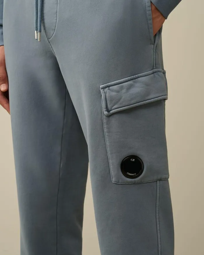 CP Company Tracksuits and Shorts Brushed And Emerized Diagonal Fleece Cargo Sweatpants Flint Stone Blue 8211 Man