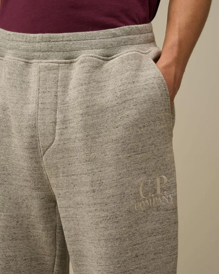 CP Company Tracksuits and Shorts Japanese Mlange Fleece Logo Sweatpants Greystone Melange 8211 Man