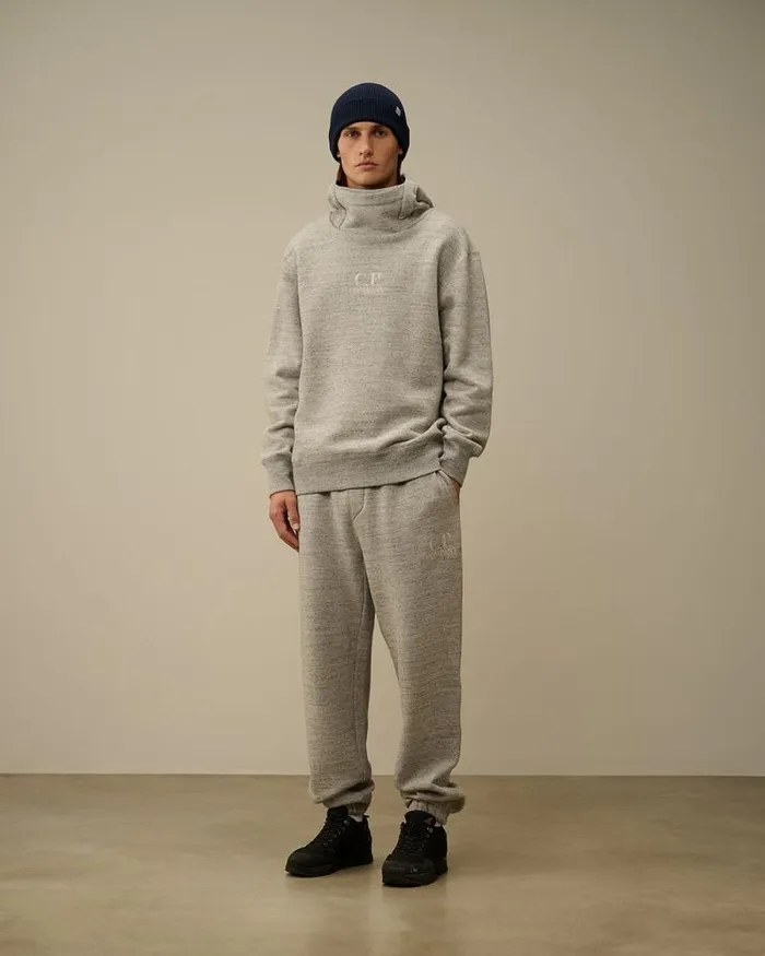 CP Company Tracksuits and Shorts Japanese Mlange Fleece Logo Sweatpants Greystone Melange 8211 Man