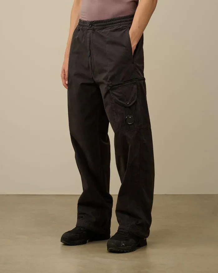 CP Company Trousers Microreps Boxy Lens Cargo Pants Black Sand 8211 Man