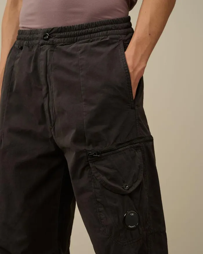 CP Company Trousers Microreps Boxy Lens Cargo Pants Black Sand 8211 Man