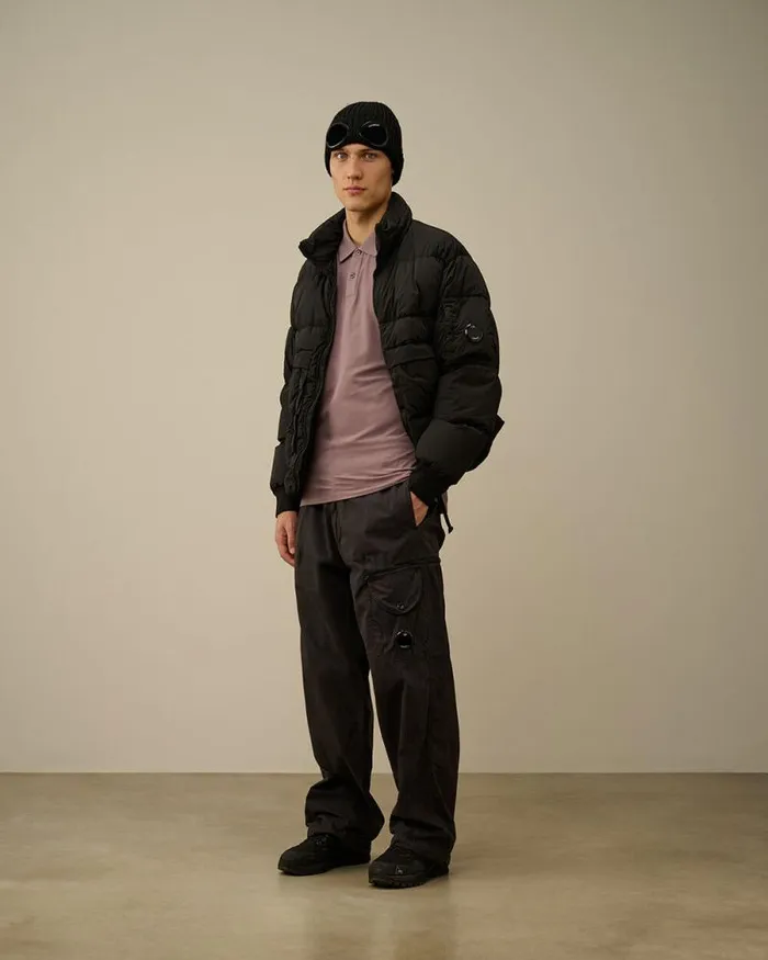 CP Company Trousers Microreps Boxy Lens Cargo Pants Black Sand 8211 Man