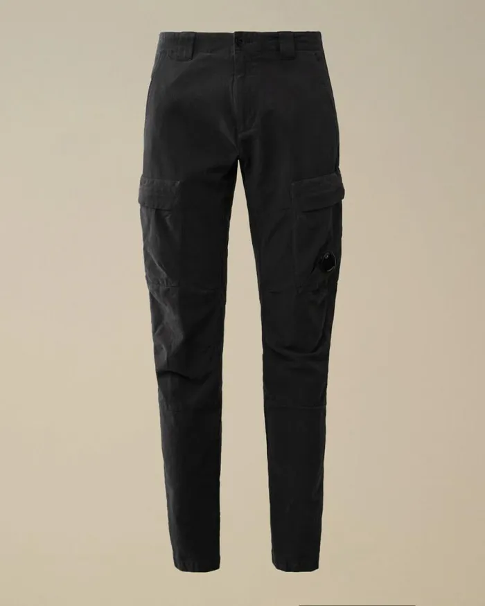 CP Company Trousers Ottoman Stretch Emerized Ergonomic Cargo Pants Black Sand 8211 Man