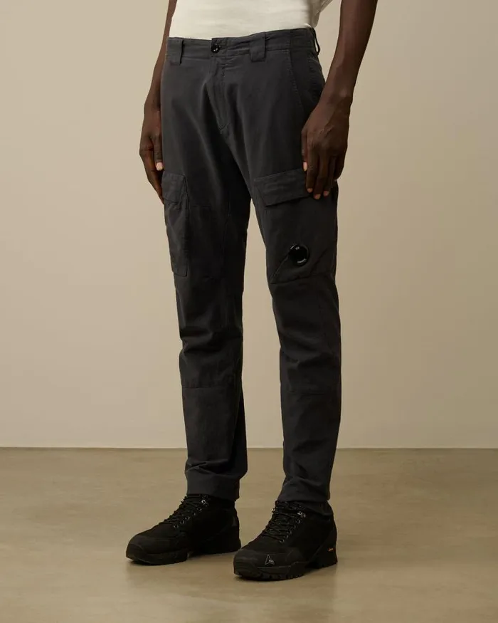 CP Company Trousers Ottoman Stretch Emerized Ergonomic Cargo Pants Black Sand 8211 Man