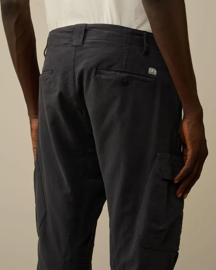 CP Company Trousers Ottoman Stretch Emerized Ergonomic Cargo Pants Black Sand 8211 Man