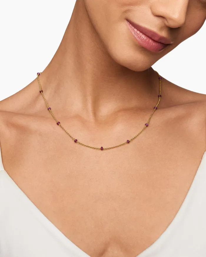 Cable Collectibles Bead And Chain Necklace In 18K Yellow Gold 35mm Women David Yurman Bead Cable Collectibles Bead And Chain Necklace In 18K Yellow Gold 35mm Women David Yurman Bead