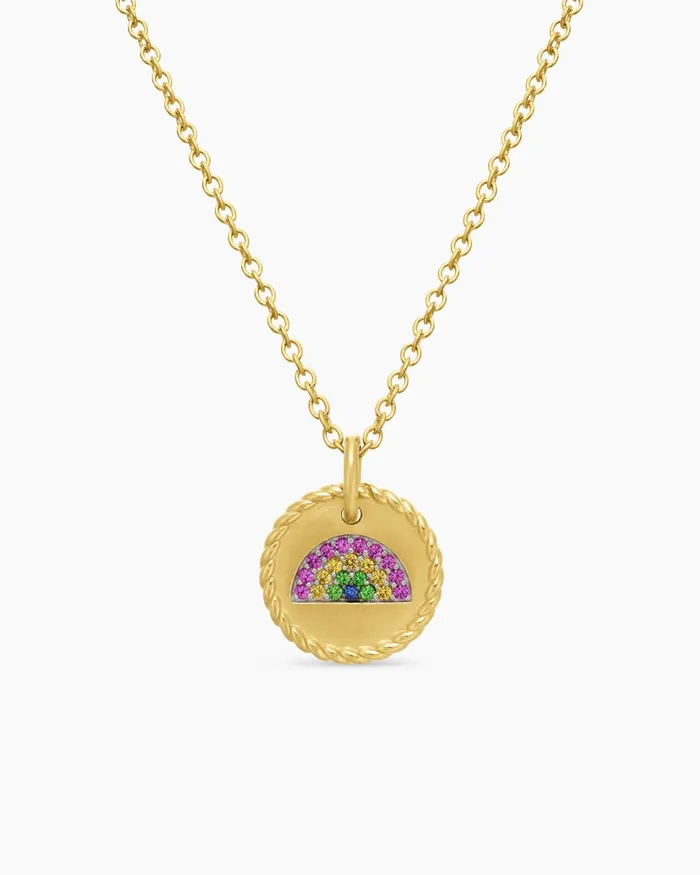 Cable Collectibles Rainbow Necklace In 18K Yellow Gold With Pav Sapphires And Tsavorites 11mm Women David Yurman Pendant Cable Collectibles Rainbow Necklace In 18K Yellow Gold With Pav Sapphires And Tsavorites 11mm Women David Yurman Pendant