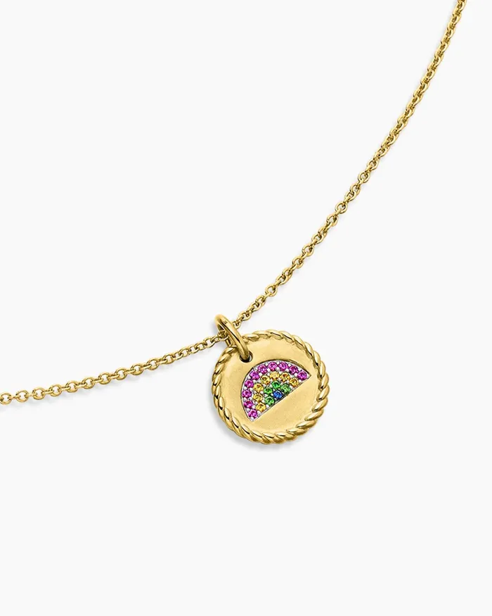 Cable Collectibles Rainbow Necklace In 18K Yellow Gold With Pav Sapphires And Tsavorites 11mm Women David Yurman Pendant Cable Collectibles Rainbow Necklace In 18K Yellow Gold With Pav Sapphires And Tsavorites 11mm Women David Yurman Pendant